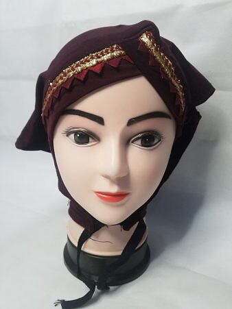 Side Parting Cap with Lace - Burgundy