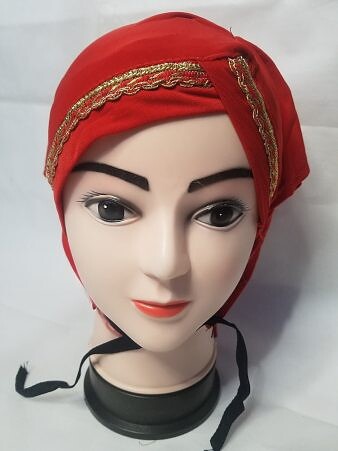Side Parting Cap with Lace - Red