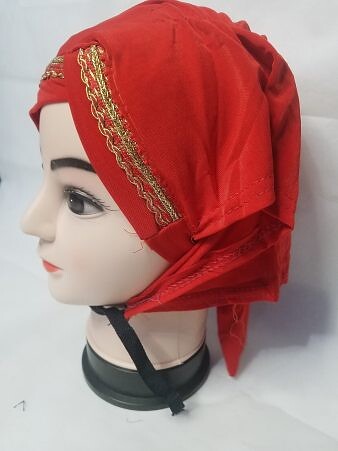 Side Parting Cap with Lace - Red