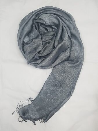 Silk Printed Scarf - Grey