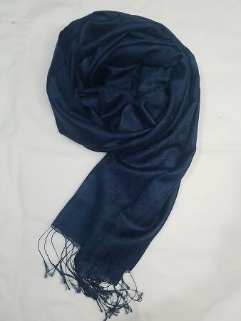 Silk Printed Scarf - Navy Blue