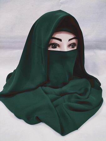 Plain Niqab Ready to Wear - Forest Green
