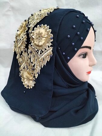 Pearl Ready to Wear with Fancy Bunch - Navy Blue