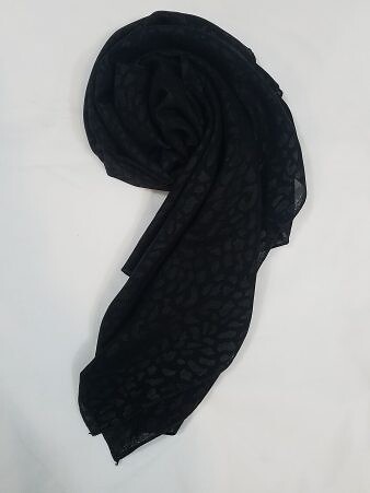 Self Printed Square Scarf - Black - Design 1