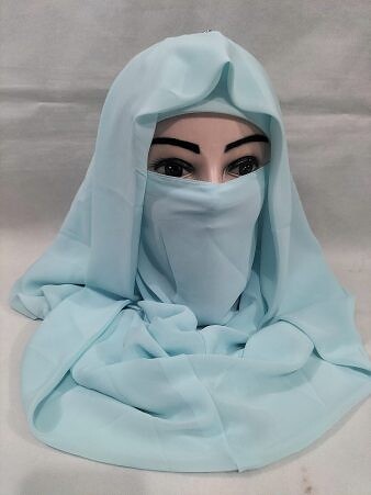 Plain Niqab Ready to Wear - Sky Blue