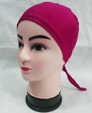 plain tie back bonnet cap deep pink