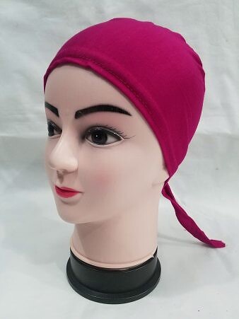 Plain Tie Back Bonnet Cap - Deep Pink