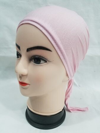 Plain Tie Back Bonnet Cap - Light Pink