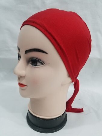 Plain Tie Back Bonnet Cap - Red