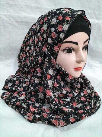 Printed Two Loops Chiffon Instant Hijab - Print 5 Printed Two Loops Chiffon Instant Hijab - Print 5