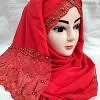 Embroidered Ready to Wear Hijab - Red Embroidered Ready to Wear Hijab - Red