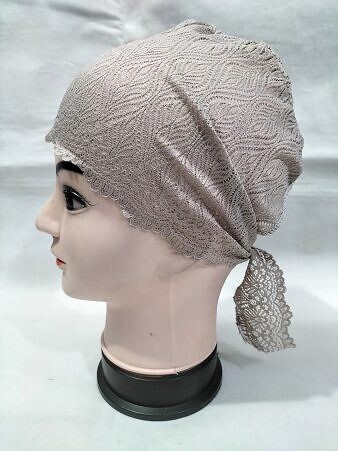 Lace Tie Back Bonnet Cap - Slate Grey Lace Tie Back Bonnet Cap - Slate Grey