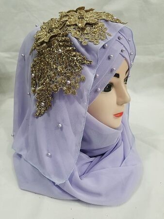 Pearl Ready to Wear with Fancy Bunch - Purple-2