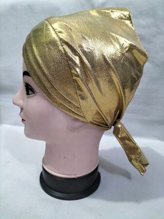 Criss Cross Shimmery Tie Back Bonnet - Golden