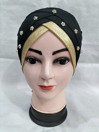Fancy Criss Cross Tie Back Bonnet - Black
