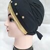 Fancy Criss Cross Tie Back Bonnet - Black