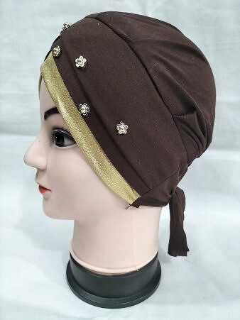 Fancy Criss Cross Tie Back Bonnet - Chocolate Brown