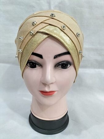Fancy Criss Cross Tie Back Bonnet - Fawn