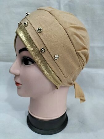Fancy Criss Cross Tie Back Bonnet - Fawn