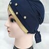 Fancy Criss Cross Tie Back Bonnet - Navy Blue
