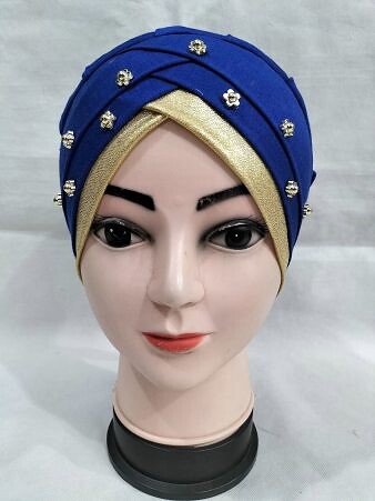 Fancy Criss Cross Tie Back Bonnet - Royal Blue Fancy Criss Cross Tie Back Bonnet - Royal Blue