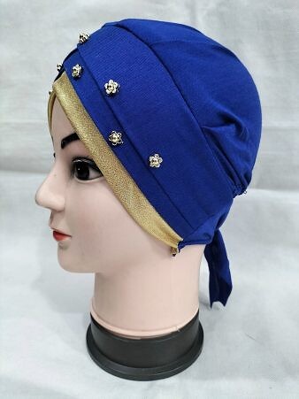 Fancy Criss Cross Tie Back Bonnet - Royal Blue Fancy Criss Cross Tie Back Bonnet - Royal Blue