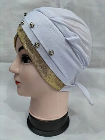 Fancy Criss Cross Tie Back Bonnet - White