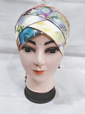 Printed Criss Cross Tie Back Bonnet - Print 1