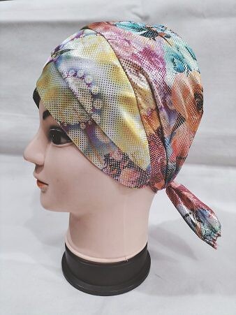 Printed Criss Cross Tie Back Bonnet - Print 1