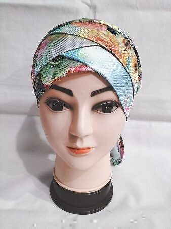 Printed Criss Cross Tie Back Bonnet - Print 2