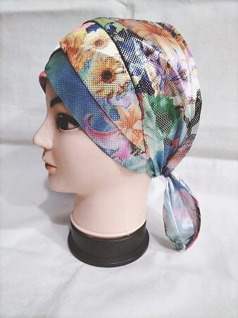 Printed Criss Cross Tie Back Bonnet - Print 2