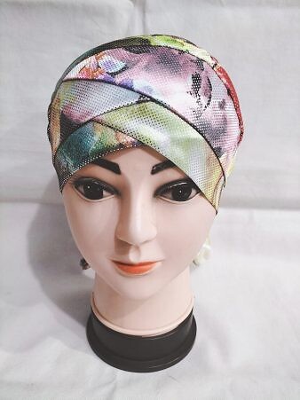 Printed Criss Cross Tie Back Bonnet - Print 6