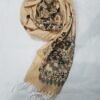 cashmere floral scarf with tassels coffee