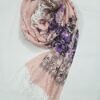 cashmere floral scarf with tassels nude pink