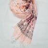 Cashmere Floral Scarf with Tassels - Orange