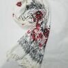 cashmere floral scarf with tassels white