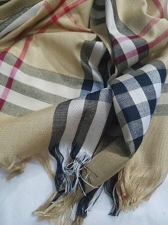 Checkered Viscose Scarf - Coffee