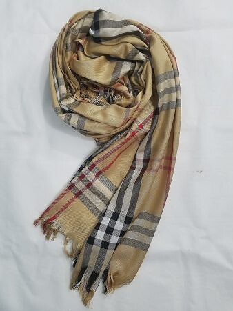 Checkered Viscose Scarf - Coffee