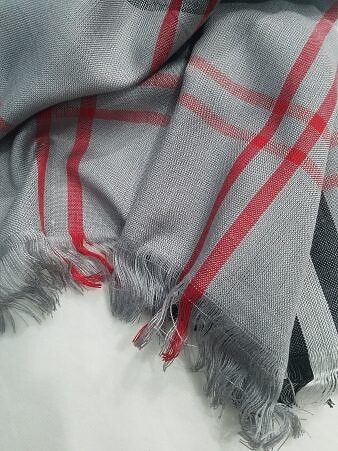 Checkered Viscose Scarf - Grey