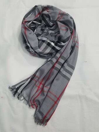 Checkered Viscose Scarf - Grey