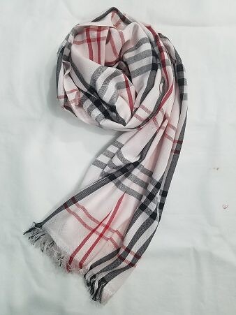 Checkered Viscose Scarf - Nude Pink