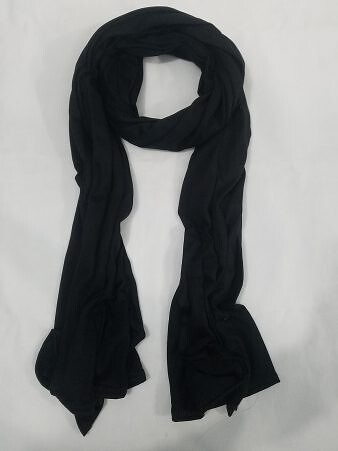 Cotton Jersey Plain Scarf - Black