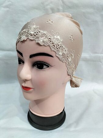 Embroidered Golden Tie Back Bonnet