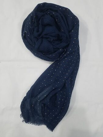 Fancy Crimps Lawn Scarf - Navy Blue