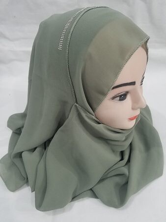 Fancy Two Loops Chiffon Instant Hijab - Rose Pink