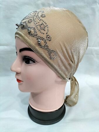 Golden Pearls Tie Back Bonnet