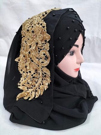 Pearl Ready to Wear with Fancy Bunch - Black Pearl Ready to Wear with Fancy Bunch - Black