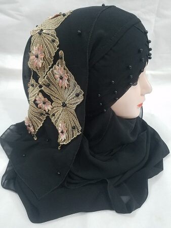 Pearl Ready to Wear with Fancy Bunch - Black 2