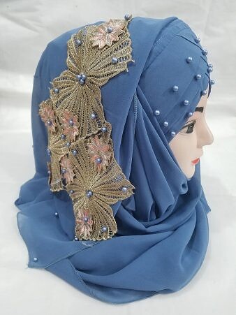 Pearl Ready to Wear with Bunch - Denim Blue