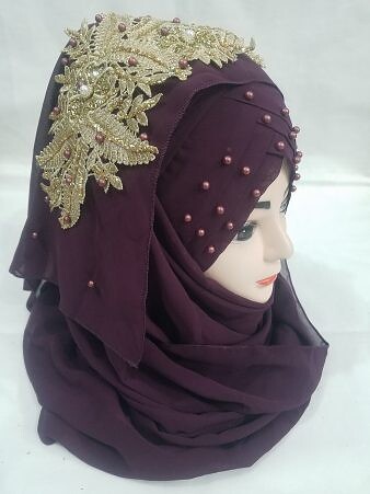 Pearl Ready to Wear with Fancy Bunch - Eggplant